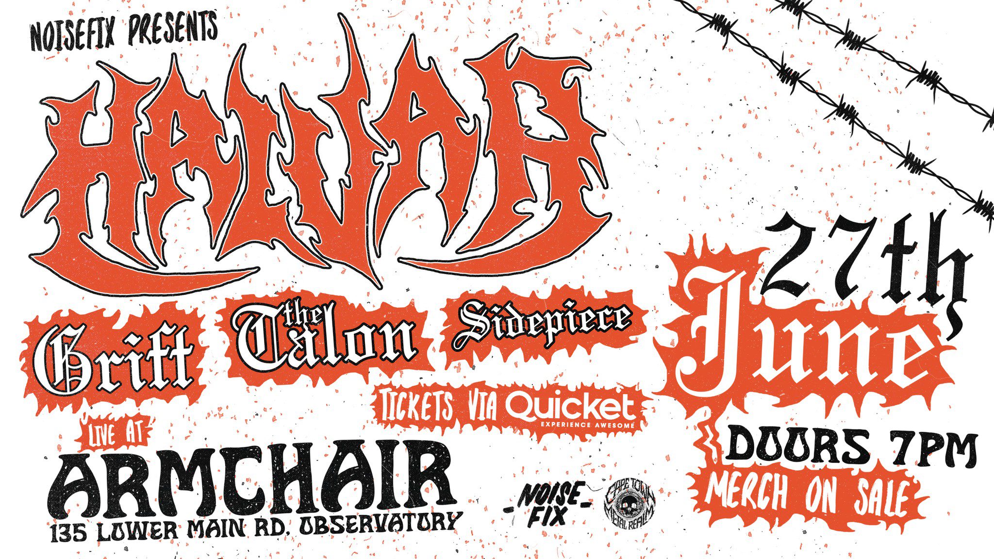 NoiseFix Presents: Halvar, Grift, The Talon & Sidepiece at Armchair Theatre (CPT)