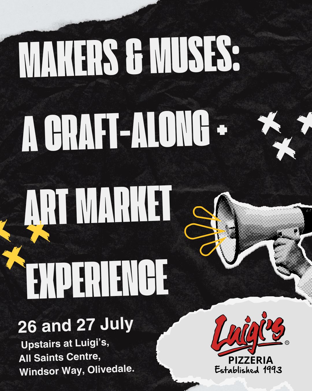 Makers & Muses: A Craft-Along + Art Market @ Luigi's Pizzeria Olivedale