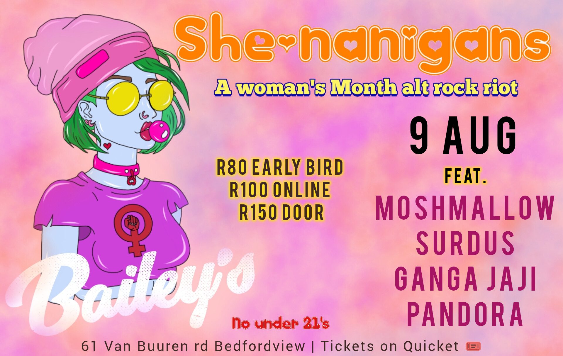 She-nanigans: A Woman's Month alt rock riot @ Bailey's Bedfordview