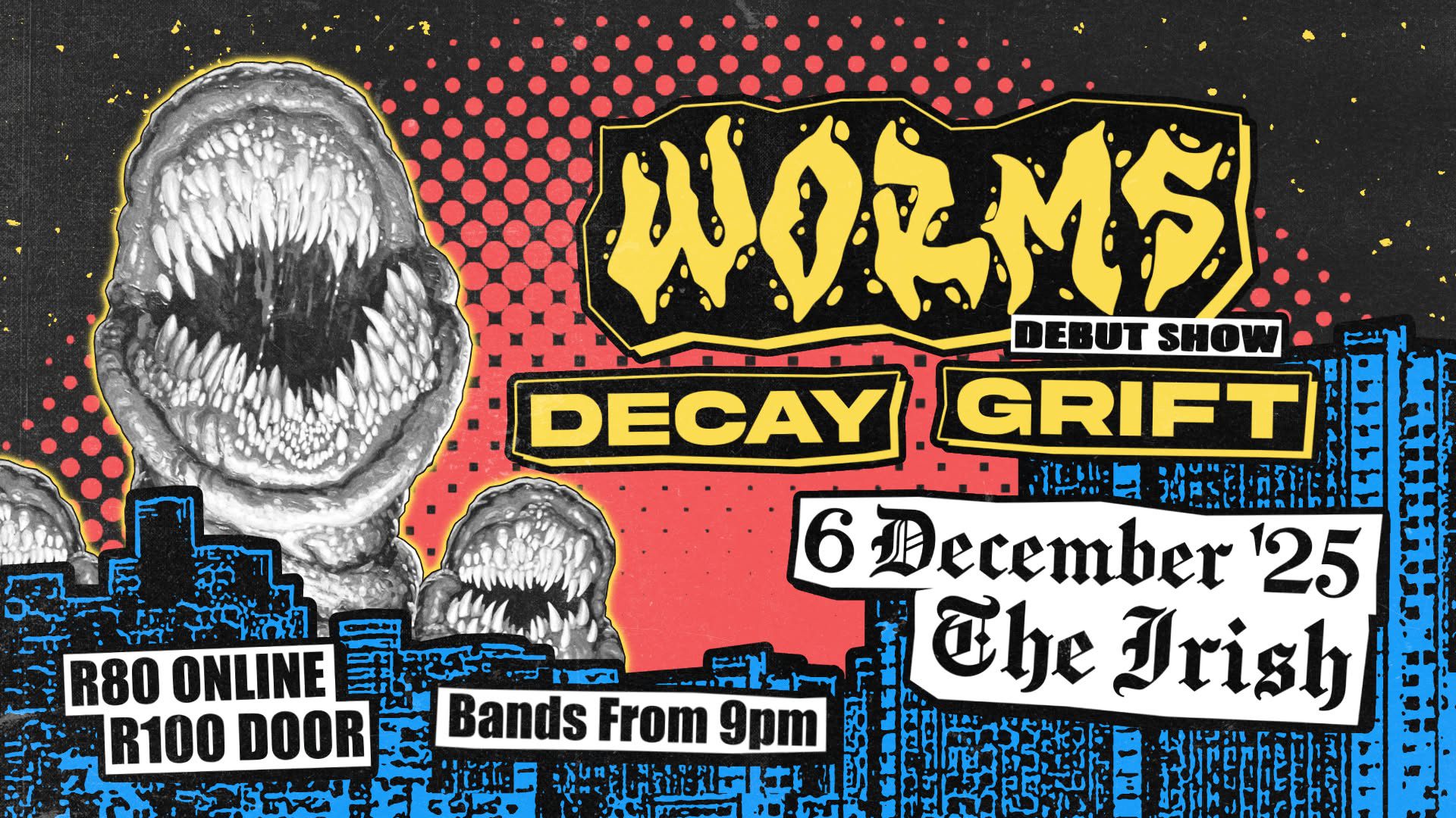 WORMS, GRIFT and DECAY Live at The Irish, Linden