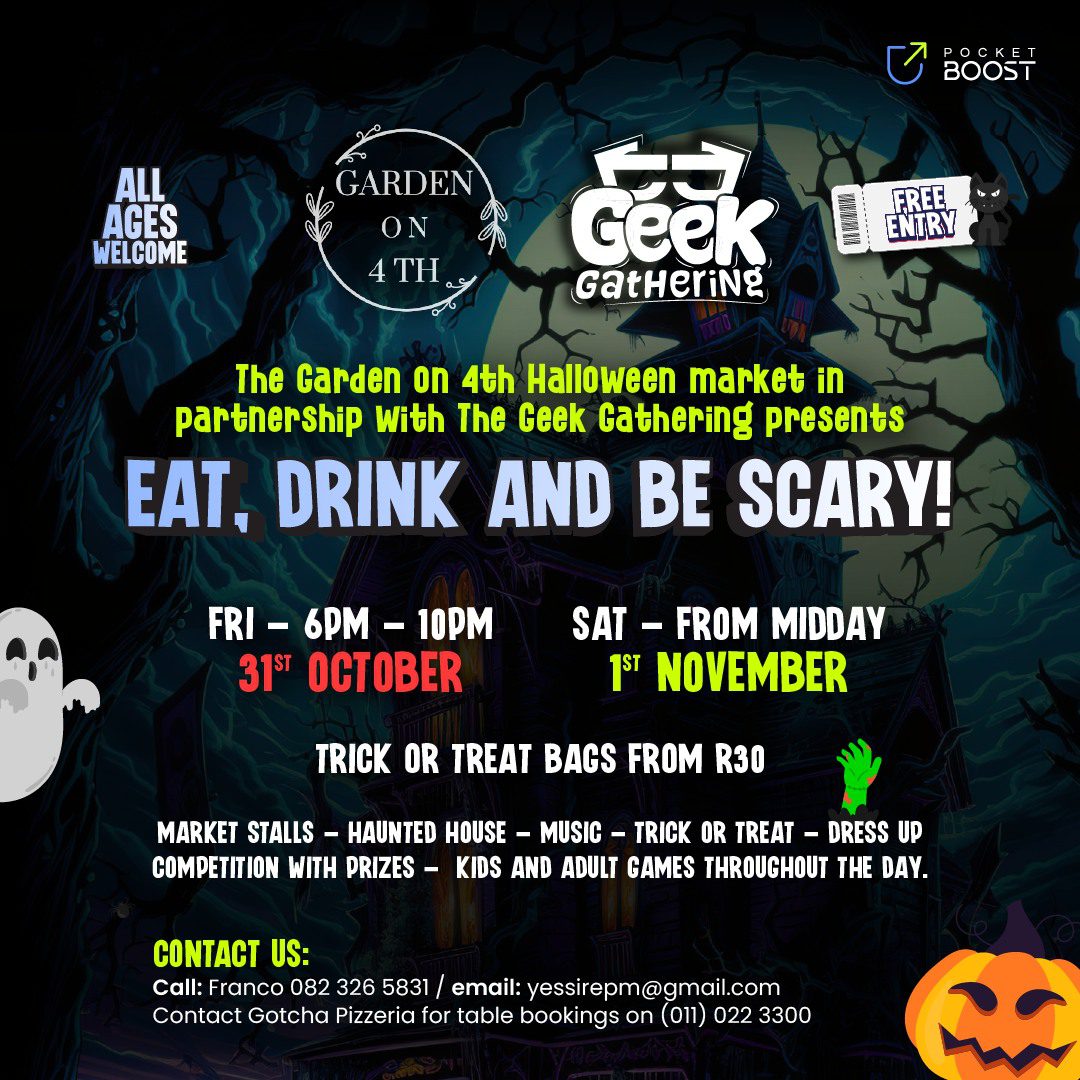 Garden on 4th and The Geek Gathering Halloween Experience @ Gotcha Pizzeria, Linden